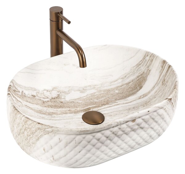 Rea Oktawia Saturn, umyvadlo na desku 500x355x150 mm, imitace kamene, REA-U3529