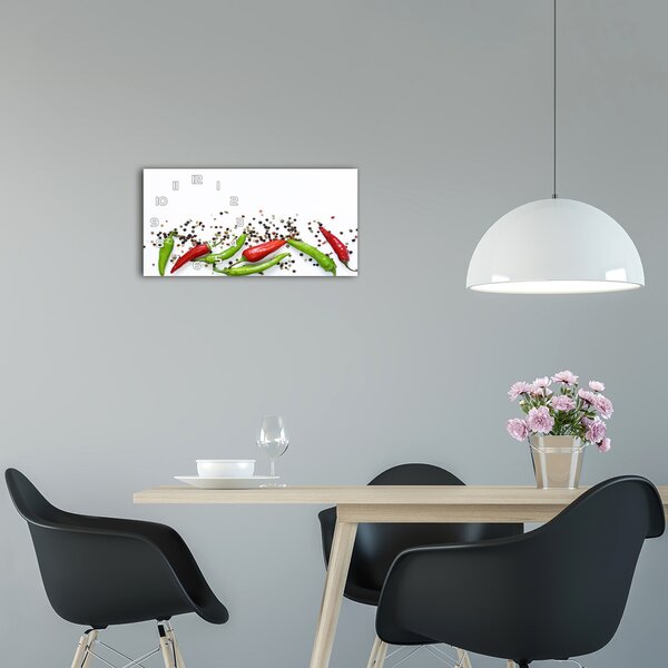 Skleněné hodiny na stěnu Chilli papričky pl_zsp_60x30_f_166768878