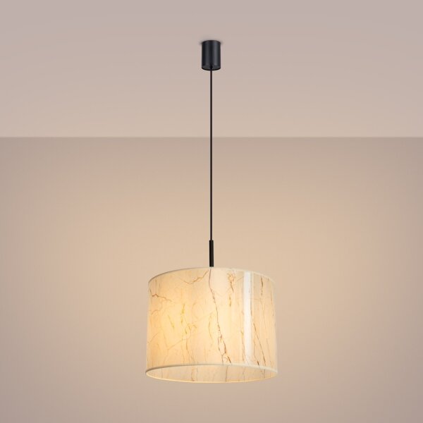 Sollux SL.1850 - Lustr na lanku NEVIA 1xE27/15W/230V pr. 40 cm mramor/béžová