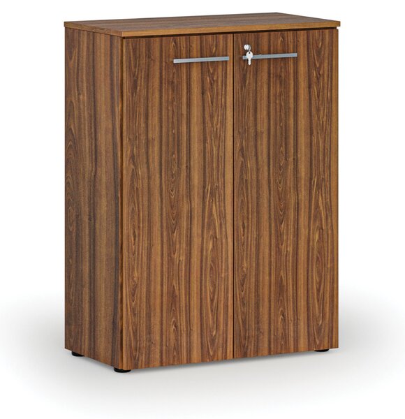 Kancelářská skříň s dveřmi PRIMO WOOD, 800 x 420 x 1087 mm, ořech