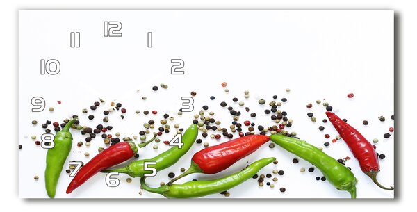 Skleněné hodiny na stěnu Chilli papričky pl_zsp_60x30_f_166768878