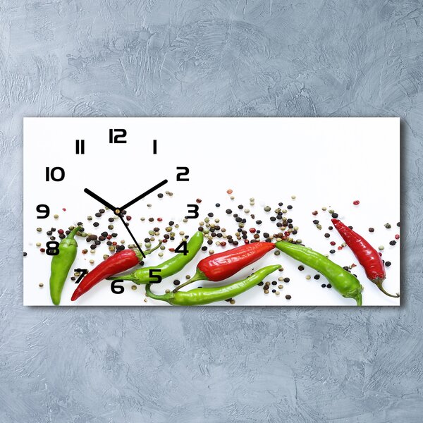 Skleněné hodiny na stěnu Chilli papričky pl_zsp_60x30_f_166768878