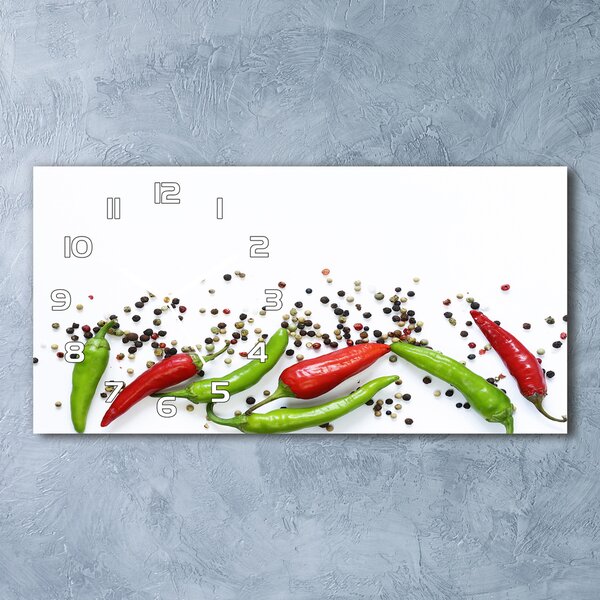 Skleněné hodiny na stěnu Chilli papričky pl_zsp_60x30_f_166768878