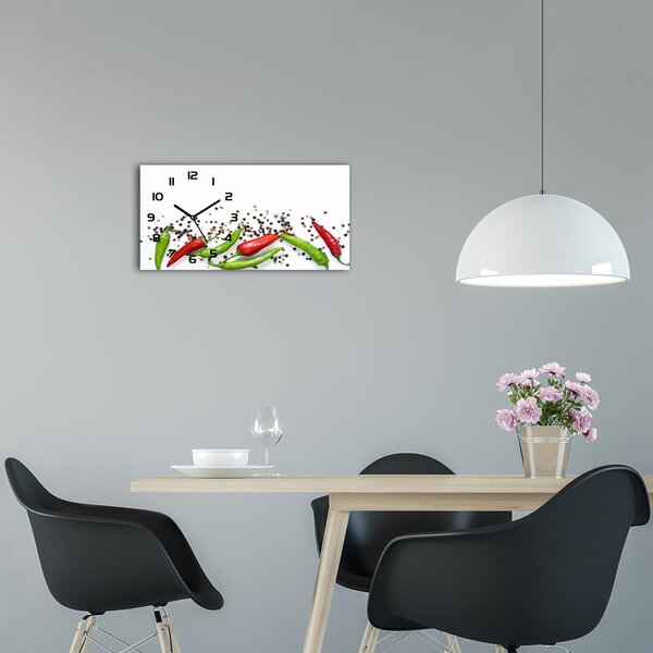 Skleněné hodiny na stěnu Chilli papričky pl_zsp_60x30_f_166768878