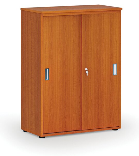 Kancelářská skříň se zasouvacími dveřmi PRIMO WOOD, 800 x 420 x 1087 mm, třešeň