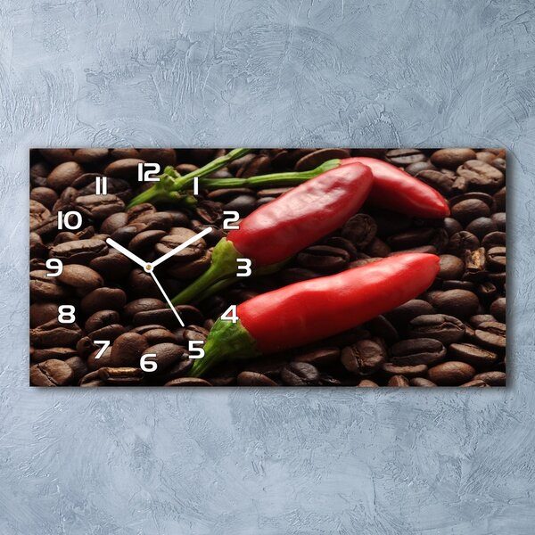 Skleněné hodiny na stěnu tiché Chilli a káva pl_zsp_60x30_f_171908547