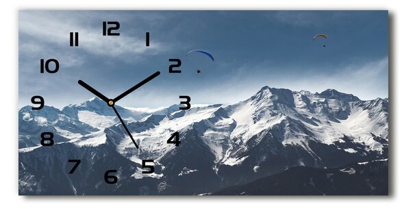 Skleněné hodiny na stěnu Paragliding Alpy pl_zsp_60x30_f_175499481