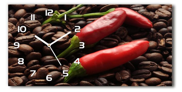 Skleněné hodiny na stěnu tiché Chilli a káva pl_zsp_60x30_f_171908547