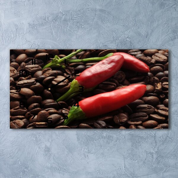 Skleněné hodiny na stěnu tiché Chilli a káva pl_zsp_60x30_f_171908547