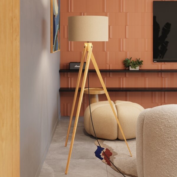 Sollux SL.1905 - Stojací lampa NATT 1xE27/15W/230V taupe
