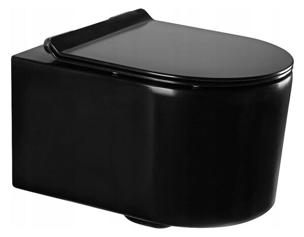 Mexen SOFIA Rimless závěsná wc mísa se sedátkem s pomalým zavíráním, 48 x 36 cm, černá matná, 3354XX85+39010185