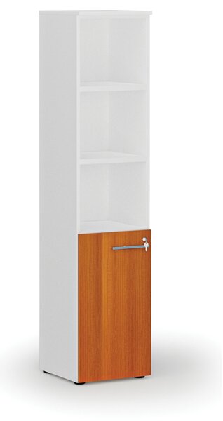 Kombinovaná kancelářská skříň PRIMO WHITE, dveře na 2 patra, 400 x 420 x 1781 mm, bílá/třešeň