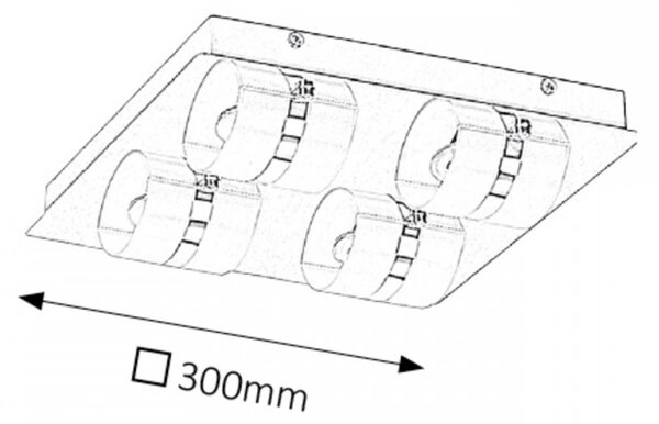 Rabalux 5492 LED koupelnové přisazené stropní bodové svítidlo Tony 4x5W | 1460lm | 4000K | IP44 - chrom
