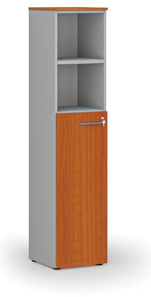 Kombinovaná kancelářská skříň PRIMO GRAY, dveře na 3 patra, 400 x 420 x 1781 mm, šedá/třešeň