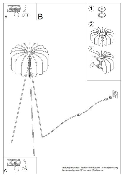 Sollux SL.1863 - Stojací lampa MULA 1xE27/15W/230V krémová