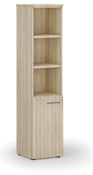 Kombinovaná kancelářská skříň PRIMO WOOD, dveře na 2 patra, 400 x 420 x 1781 mm, dub přírodní