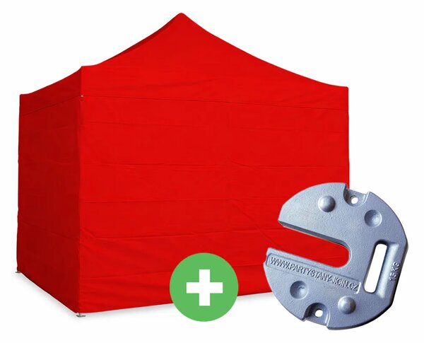 Nůžkový stan 3x3m ALU PREMIUM SET - plné bočnice + závaží barva Modrá