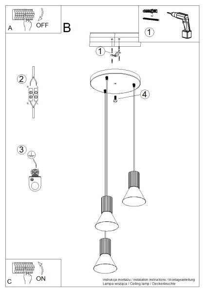 Sollux SL.1873 - Lustr na lanku ESTRIA 3xE14/10W/230V pr. 30 cm zelená