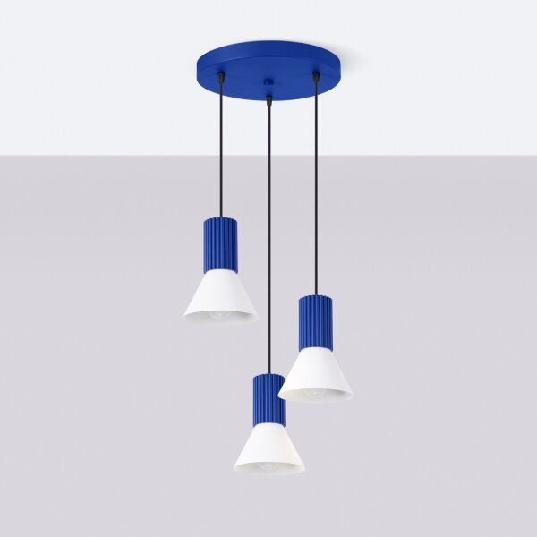 Sollux SL.1875 - Lustr na lanku ESTRIA 3xE14/10W/230V pr. 30 cm modrá