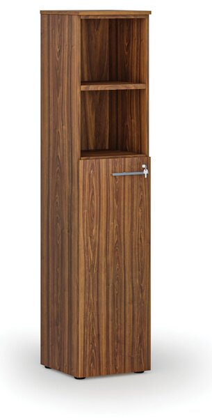Kombinovaná kancelářská skříň PRIMO WOOD, dveře na 3 patra, 400 x 420 x 1781 mm, ořech