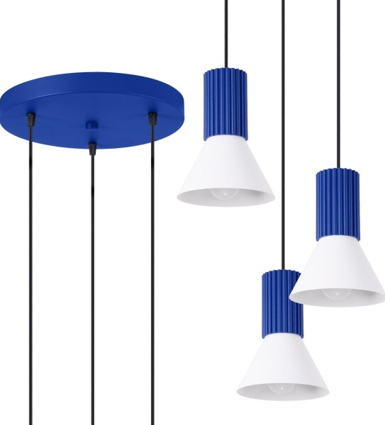 Sollux SL.1875 - Lustr na lanku ESTRIA 3xE14/10W/230V pr. 30 cm modrá