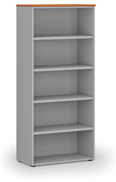 Kancelářský regál PRIMO GRAY, 800 x 420 x 1781 mm, šedá/třešeň