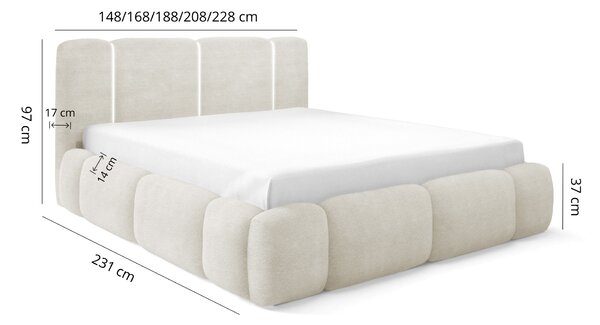 Čalouněná postel 120x200 BOHDANA s úložným prostorem - šedá