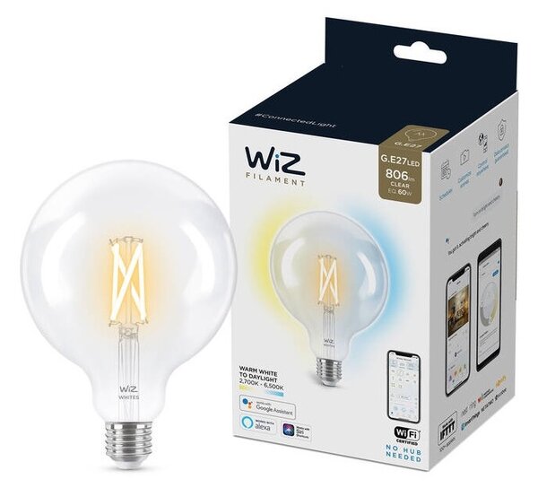 LED Stmívatelná žárovka G125 E27/7W/230V 2700-6500K CRI 90 Wi-Fi - WiZ