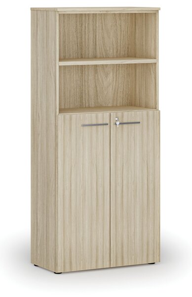 Kombinovaná kancelářská skříň PRIMO WOOD, dveře na 3 patra, 800 x 420 x 1781 mm, dub přírodní