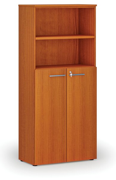 Kombinovaná kancelářská skříň PRIMO WOOD, dveře na 3 patra, 800 x 420 x 1781 mm, třešeň