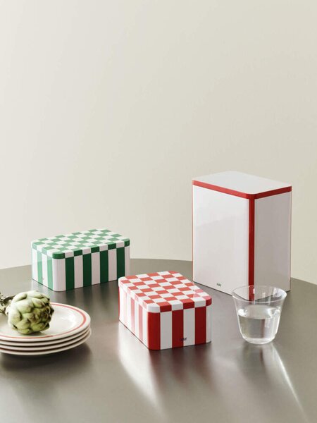 HAY Plechová dóza Tin Container Small, red and off-white