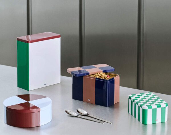 HAY Plechová dóza Tin Container Medium, brown and midnight blue