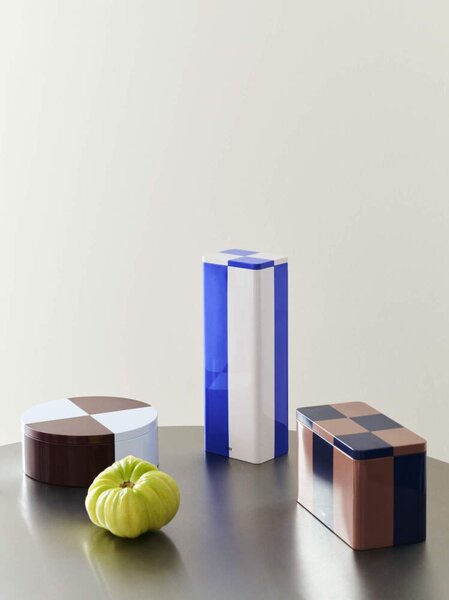 HAY Plechová dóza Tin Container Slim, blue and off-white