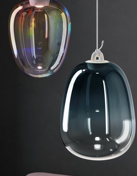 Lodes 21812 4330 Obló medium, závěs z kouřového foukaného skla, 1x7W LED 3000K, Ø20,6x29,6cm