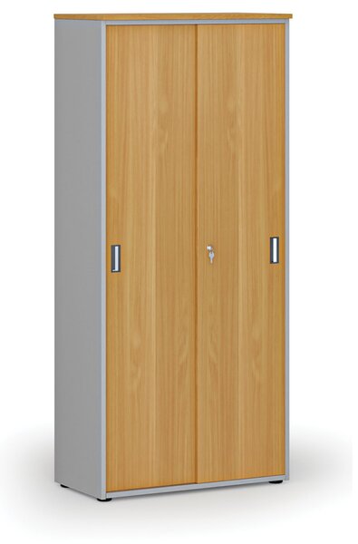 Skříň se zasouvacími dveřmi PRIMO GRAY, 800 x 420 x 1781 mm, šedá/buk