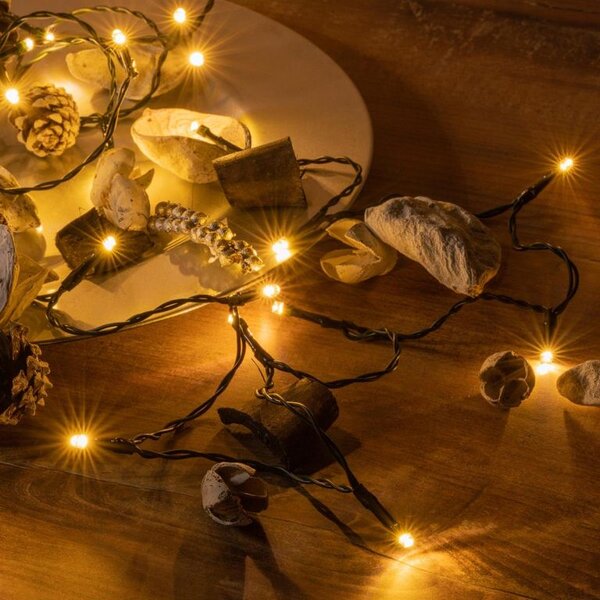 NEXOS Vánoční řetěz 30 m, 200 LED, teple bílá, zelený kabel