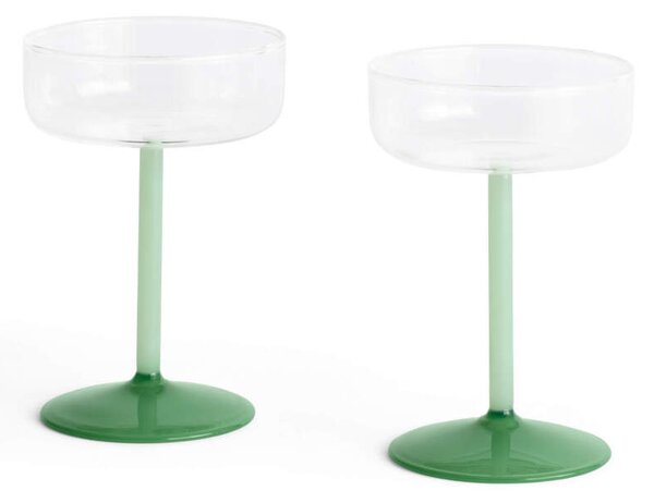 HAY Sklenice na šampaňské Tint 2 ks, clear, jade light green and jade dark green