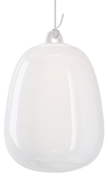 Lodes 21813 1330 Obló large, závěs z hedbávně bílého foukaného skla, 1x7W LED 3000K, Ø24,5x34,7cm