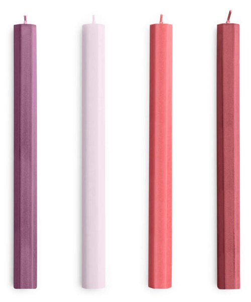 HAY Svíčky Hexagon Candle set 4ks, reds and bordeaux