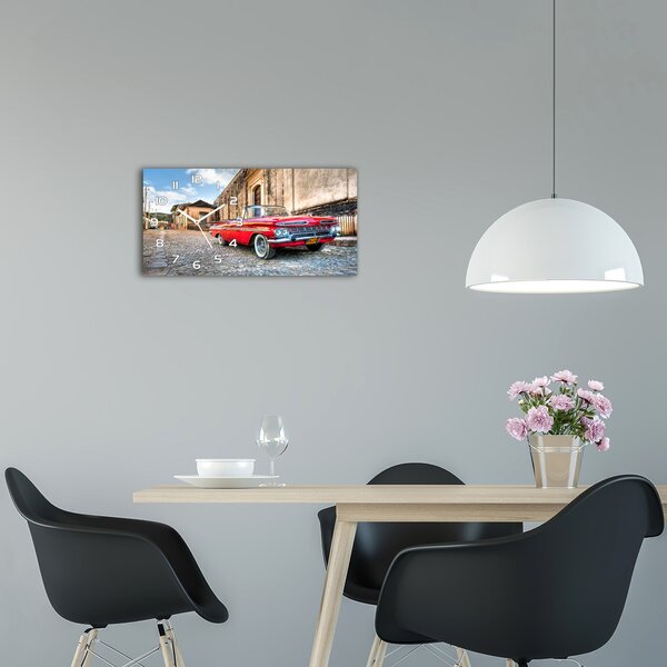 Skleněné hodiny na stěnu Červený Chevrolet pl_zsp_60x30_f_28895632