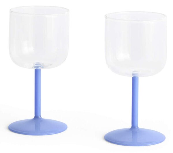 HAY Sklenice na víno Tint 2 ks, clear and jade light blue