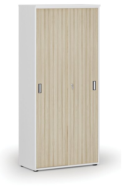 Skříň se zasouvacími dveřmi PRIMO WHITE, 800 x 420 x 1781 mm, bílá/dub přírodní