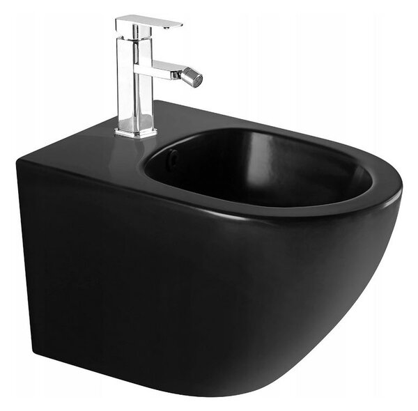 Mexen LENA Rimless mísa závěsná se sedátkem + závěsný bidet, 48 x 36 cm, černá, 35224885 + 30220185