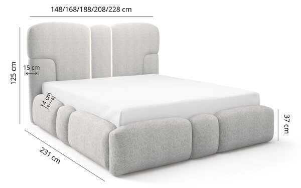 Jednolůžková postel 120x200 BRITANY s LED osvětlením - béžová 1