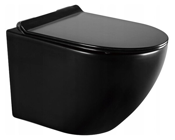 Mexen LENA Rimless mísa závěsná se sedátkem + závěsný bidet, 48 x 36 cm, černá, 35224885 + 30220185