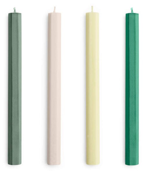 HAY Svíčky Hexagon Candle set 4ks, greens and whites