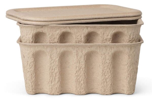 Ferm Living Papírový úložný box Pulp Small set 2 ks, brown