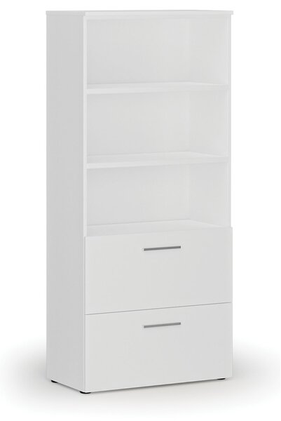 Skříň se zásuvkami pro závěsné složky PRIMO WHITE, 800 x 420 x 1781 mm, bílá