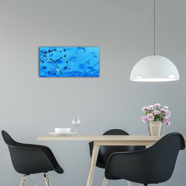 Moderní skleněné hodiny na stěnu Kapky vody pl_zsp_60x30_f_336634
