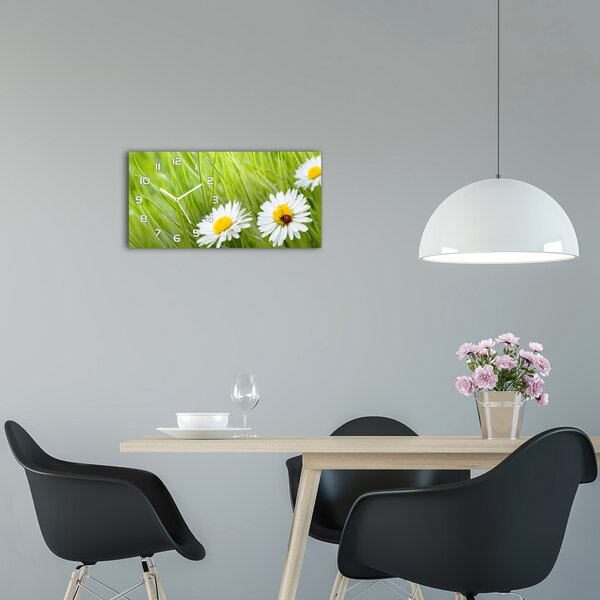 Moderní skleněné hodiny na stěnu Sedmikrásky pl_zsp_60x30_f_34475472